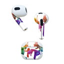 AirPods 第3世代 専用 デザインスキンシール airpods 3 用 エアポッド 3 用 第三世代(2021)対応 2枚入り 各2枚セット イヤホン カバー デコレーション アクセサリー デコシール 014753 ダンス レインボー シルエット