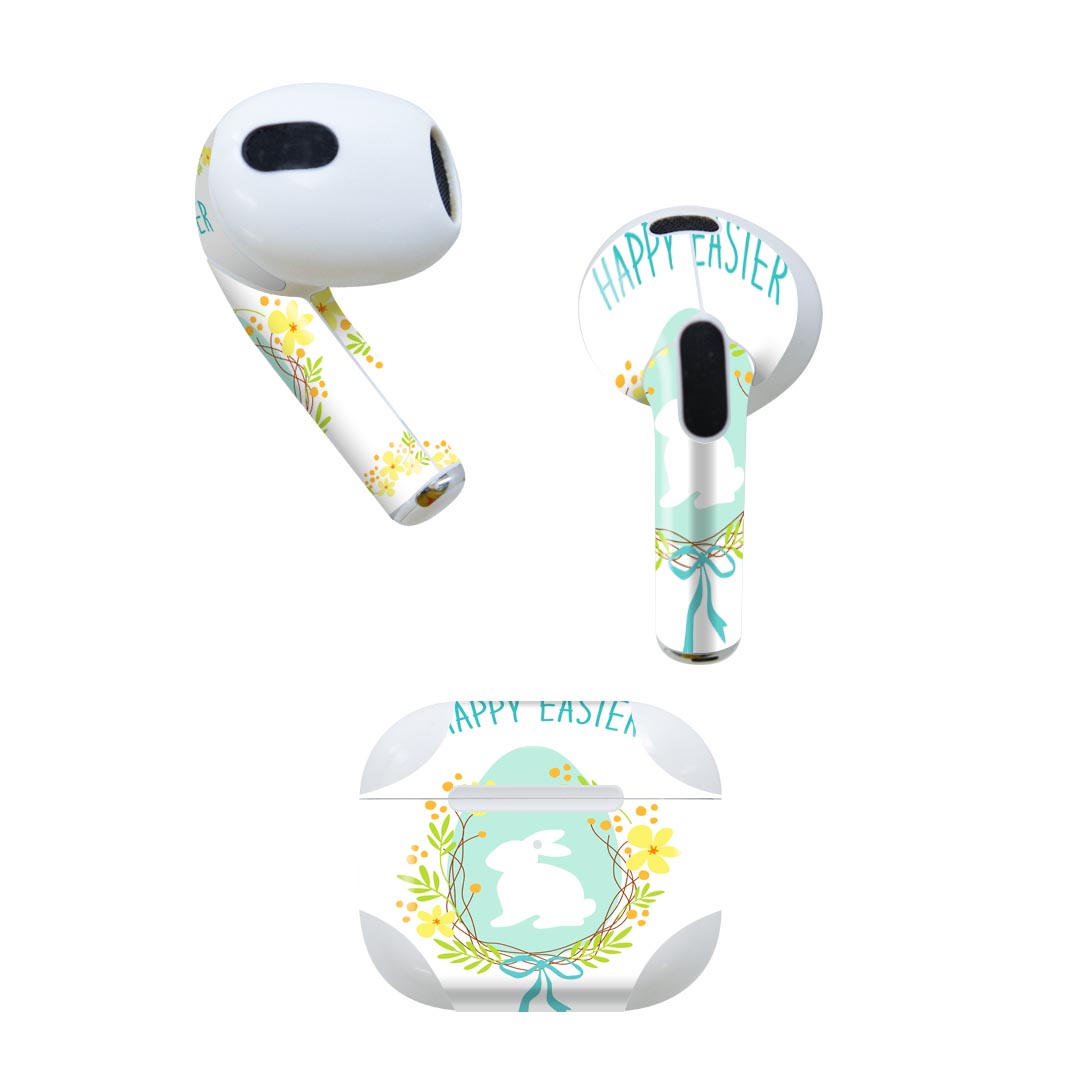 AirPods 第3世代 専用 デザインスキンシール airpods 3 用 エアポッド 3 用 第三世代（2021）対応 2枚入り 各2枚セット イヤホン カバー デコレーション アクセサリー デコシール 015331 1 イースター たまご とり ケーキ パステル