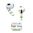 AirPods 第3世代 専用 デザインスキンシール airpods 3 用 エアポッド 3 用 第三世代(2021)対応 2枚入り 各2枚セット イヤホン カバー デコレーション アクセサリー デコシール 015395 イースター たまご とり うさぎ パステル 英字