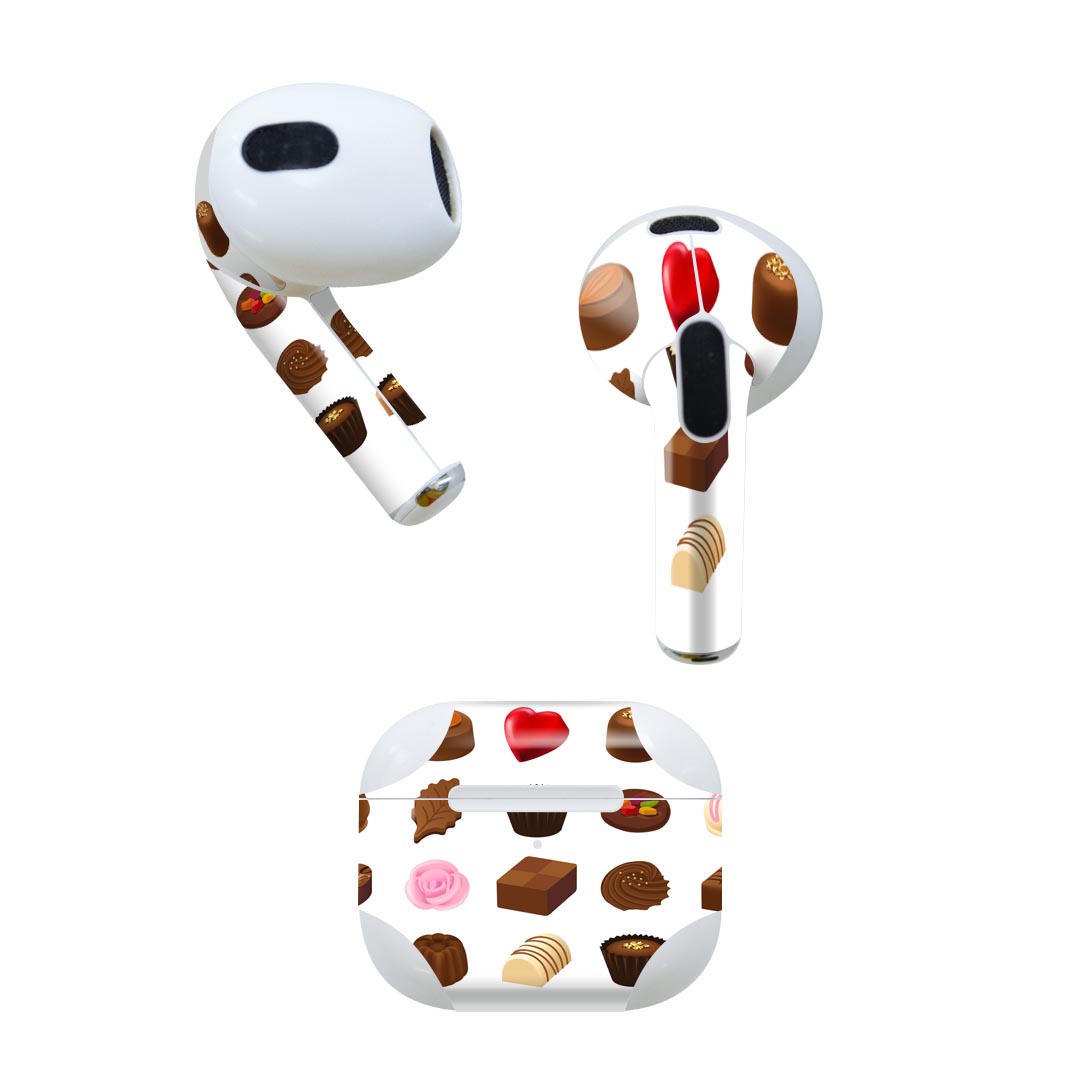 AirPods 第3世代 専用 デザインスキンシール airpods 3 用 エアポッド 3 用 第三世代（2021）対応 2枚入り 各2枚セット イヤホン カバー デコレーション アクセサリー デコシール 015621 チョコレート お菓子 スイーツ