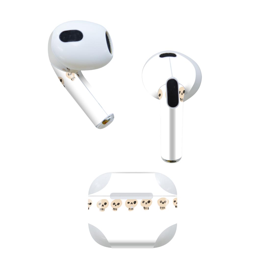 AirPods 第3世代 専用 デザインスキンシール airpods 3 用 エアポッド 3 用 第三世代（2021）対応 2枚入り 各2枚セット イヤホン カバー デコレーション アクセサリー デコシール 017498 ハロウィン　かわいい 骸骨　ガイコツ　おばけ