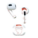 AirPods 第3世代 専用 デザインスキンシール airpods 3 用 エアポッド 3 用 第三世代(2021)対応 2枚入り 各2枚セット イヤホン カバー デコレーション アクセサリー デコシール 017671 クリスマス サンタ 英字 赤