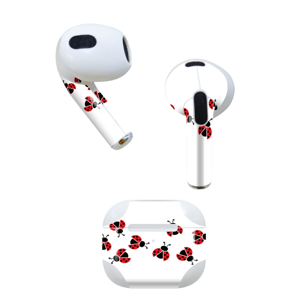 AirPods 第3世代 専用 デザインスキンシール airpods 3 用 エアポッド 3 用 第三世代(2021)対応 2枚入り 各2枚セット イヤホン カバー デコレーション アクセサリー デコシール 017720 虫 昆虫 テントウムシ てんとう虫 かわいい