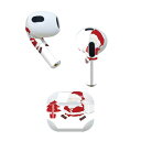 AirPods 第3世代 専用 デザインスキンシール airpods 3 用 エアポッド 3 用 第三世代(2021)対応 2枚入り 各2枚セット イヤホン カバー デコレーション アクセサリー デコシール 017777 クリスマス サンタさん クリスマス かわいい
