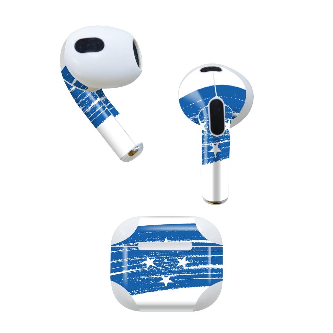 AirPods 第3世代 専用 デザインスキンシール airpods 3 用 エアポッド 3 用 第三世代（2021）対応 2枚入り 各2枚セット イヤホン カバー デコレーション アクセサリー デコシール 018509 国旗 micronesia ミクロネシア