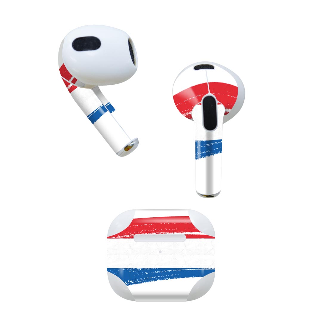 AirPods 第3世代 専用 デザインスキンシール airpods 3 用 エアポッド 3 用 第三世代（2021）対応 2枚入り 各2枚セット イヤホン カバー デコレーション アクセサリー デコシール 018519 国旗 netherlands オランダ