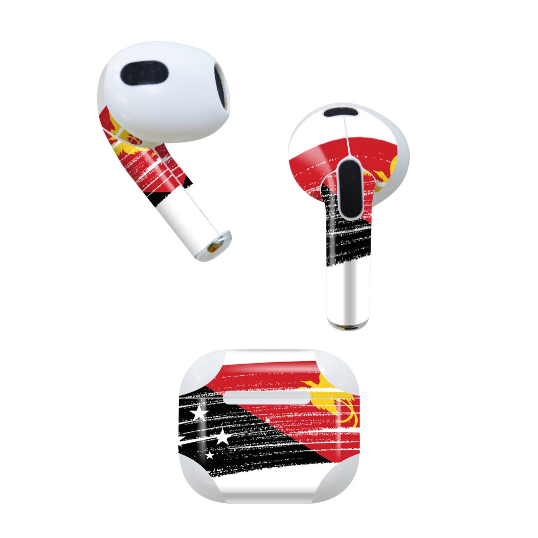 AirPods 第3世代 専用 デザインスキンシール airpods 3 用 エアポッド 3 用 第三世代（2021）対応 2枚入り 各2枚セット イヤホン カバー デコレーション アクセサリー デコシール 018534 国旗 papua-new-guinea パプアニューギニア