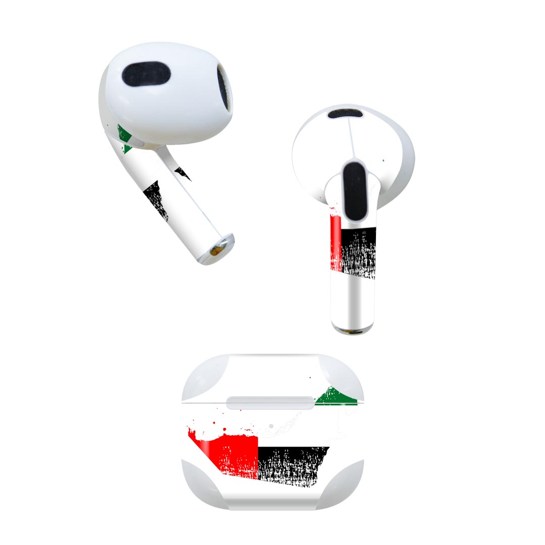 AirPods 第3世代 専用 デザインスキンシール airpods 3 用 エアポッド 3 用 第三世代(2021)対応 2枚入り 各2枚セット イヤホン カバー デコレーション アクセサリー デコシール 018753 国旗 ajman アジュマーン