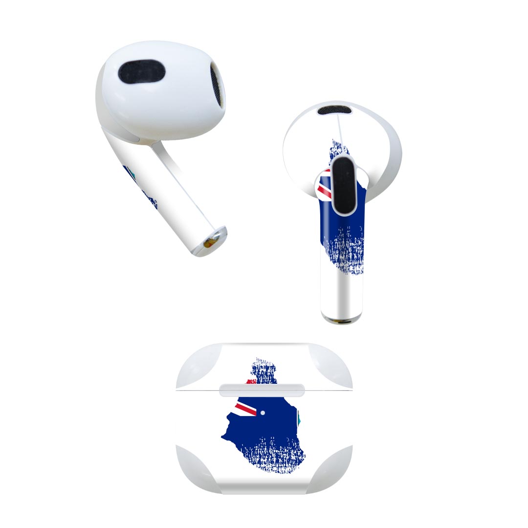 AirPods 第3世代 専用 デザインスキンシール airpods 3 用 エアポッド 3 用 第三世代(2021)対応 2枚入り 各2枚セット イヤホン カバー デコレーション アクセサリー デコシール 018891 国旗 monserrat モンセラート