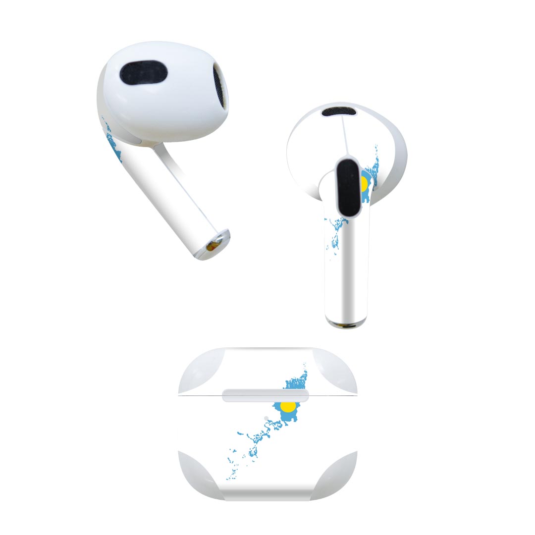 AirPods 第3世代 専用 デザインスキンシール airpods 3 用 エアポッド 3 用 第三世代（2021）対応 2枚入り 各2枚セット イヤホン カバー デコレーション アクセサリー デコシール 018916 国旗 palau パラオ 1