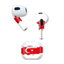 AirPods 第3世代 専用 デザインスキンシール airpods 3 用 エアポッド 3 用 第三世代(2021)対応 2枚入り 各2枚セット イヤホン カバー デコレーション アクセサリー デコシール 018971 国旗 turkey トルコ