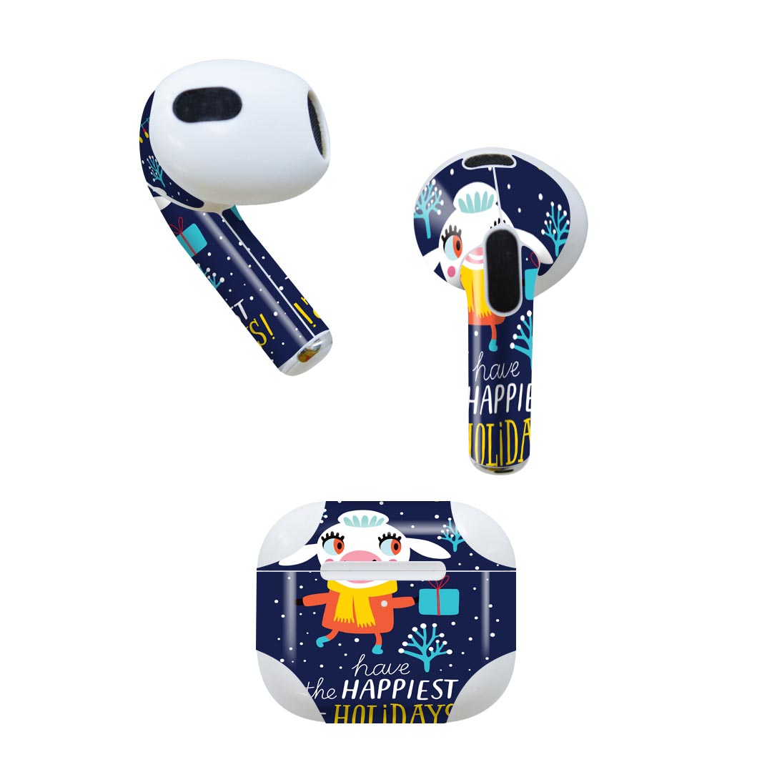 AirPods 第3世代 専用 デザインスキンシール airpods 3 用 エアポッド 3 用 第三世代（2021）対応 2枚入り 各2枚セット イヤホン カバー デコレーション アクセサリー デコシール 019065 イラスト アニマル キッズ