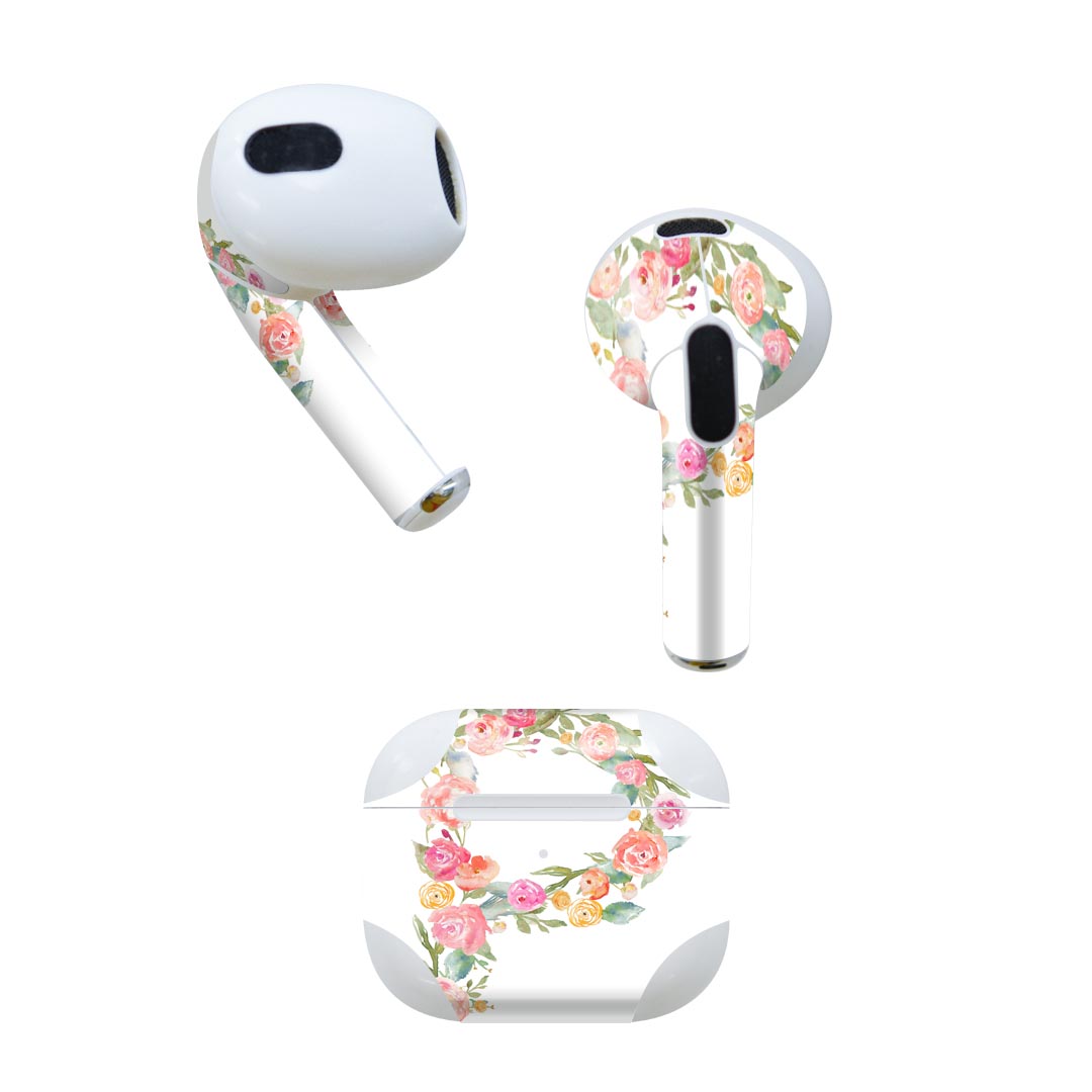 AirPods 第3世代 専用 デザインスキンシール airpods 3 用 エアポッド 3 用 第三世代（2021）対応 2枚入り 各2枚セット イヤホン カバー デコレーション アクセサリー デコシール 019501 フォント 文字 p アルファベット