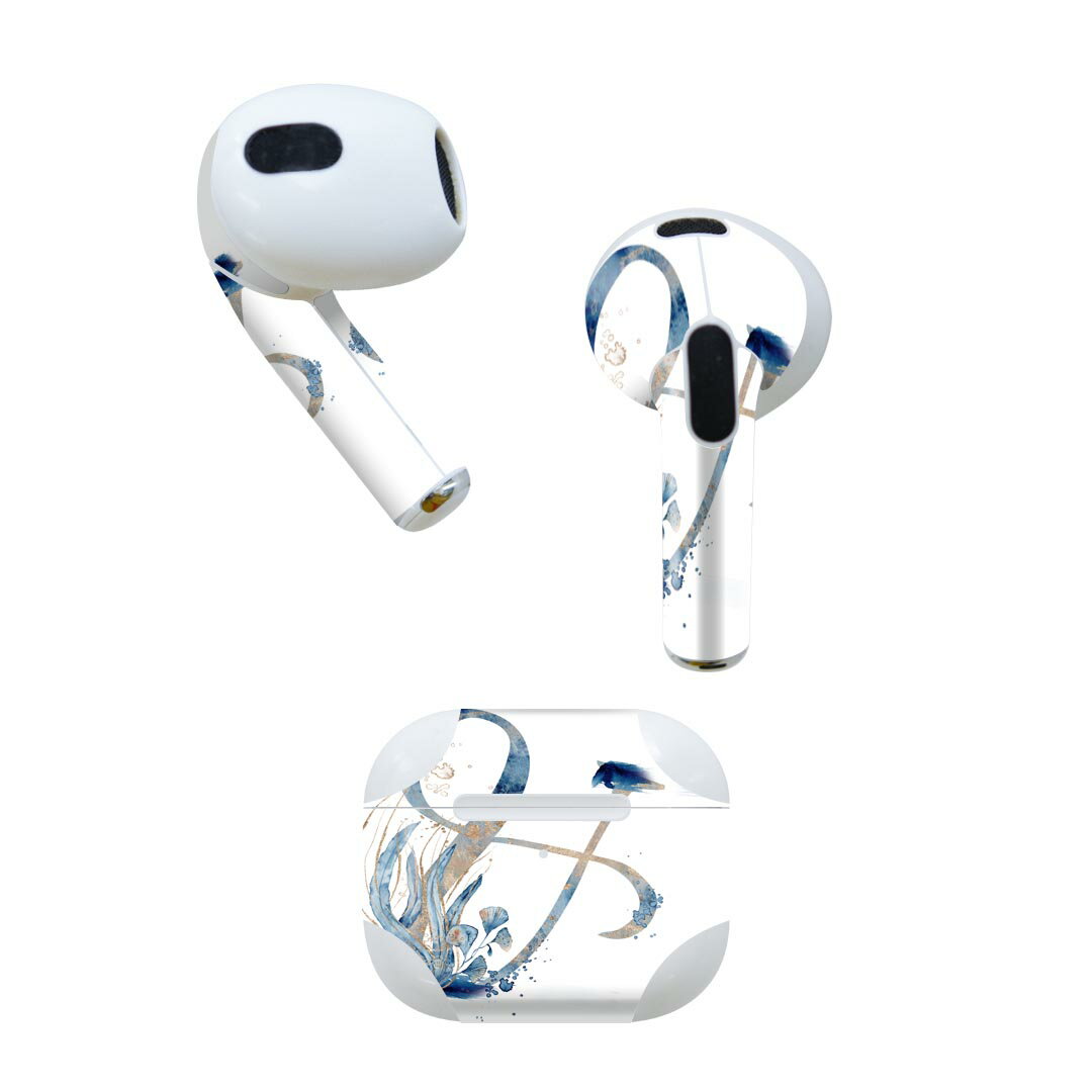 AirPods 第3世代 専用 デザインスキンシール airpods 3 用 エアポッド 3 用 第三世代（2021）対応 2枚入り 各2枚セット イヤホン カバー デコレーション アクセサリー デコシール 019642 フォント 文字 & アルファベット