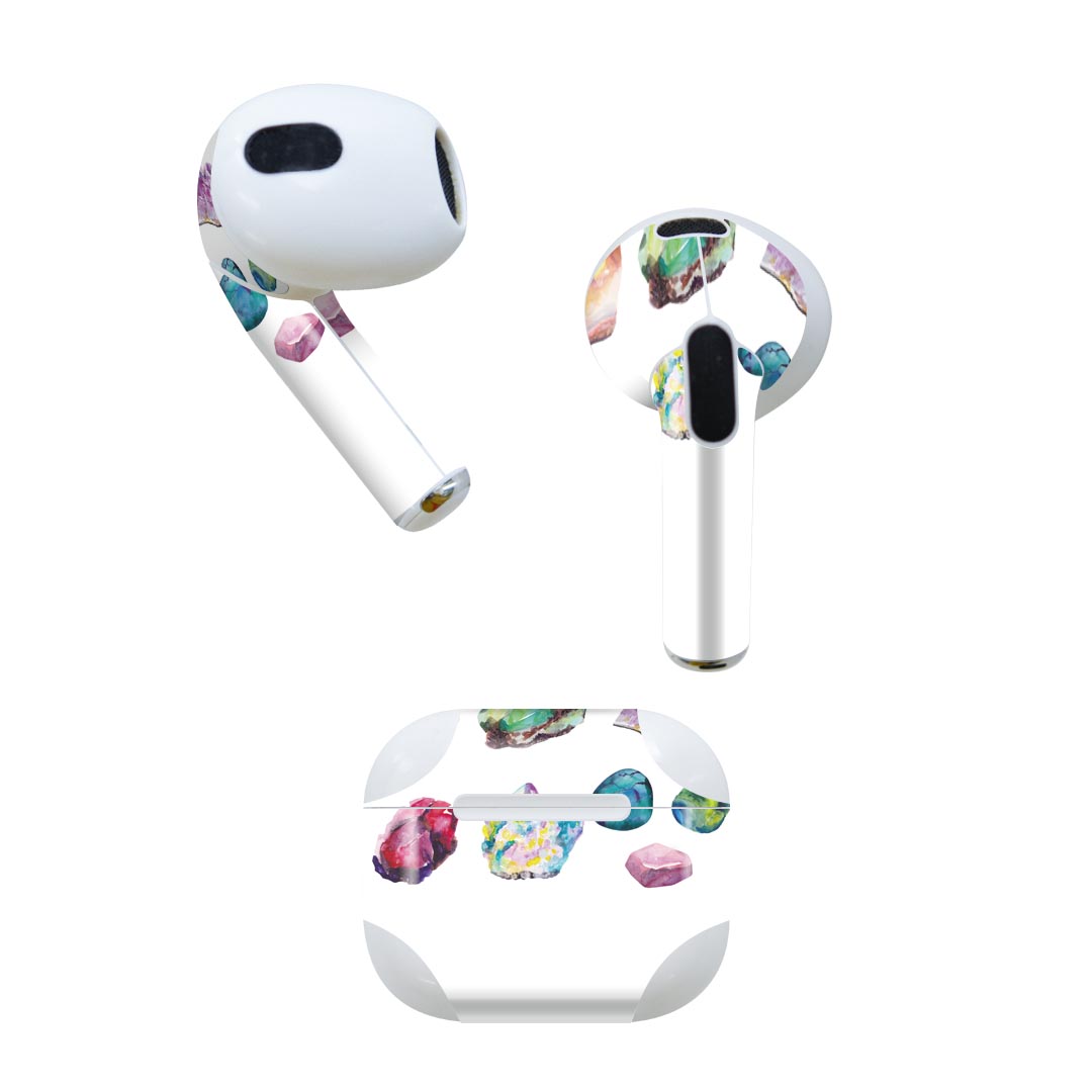 AirPods 第3世代 専用 デザインスキンシール airpods 3 用 エアポッド 3 用 第三世代（2021）対応 2枚入り 各2枚セット イヤホン カバー デコレーション アクセサリー デコシール 019729 デザイン 鉱物 minerals 石