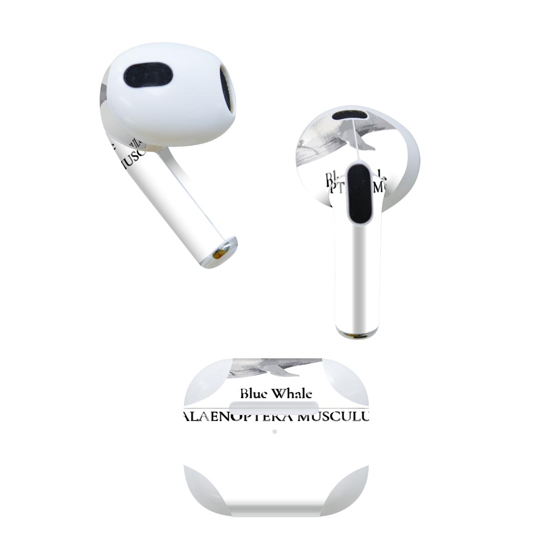 楽天スマコレAirPods 第3世代 専用 デザインスキンシール airpods 3 用 エアポッド 3 用 第三世代（2021）対応 2枚入り 各2枚セット イヤホン カバー デコレーション アクセサリー デコシール 019741 デザイン 海の生物 シロナガスクジラ blue whale