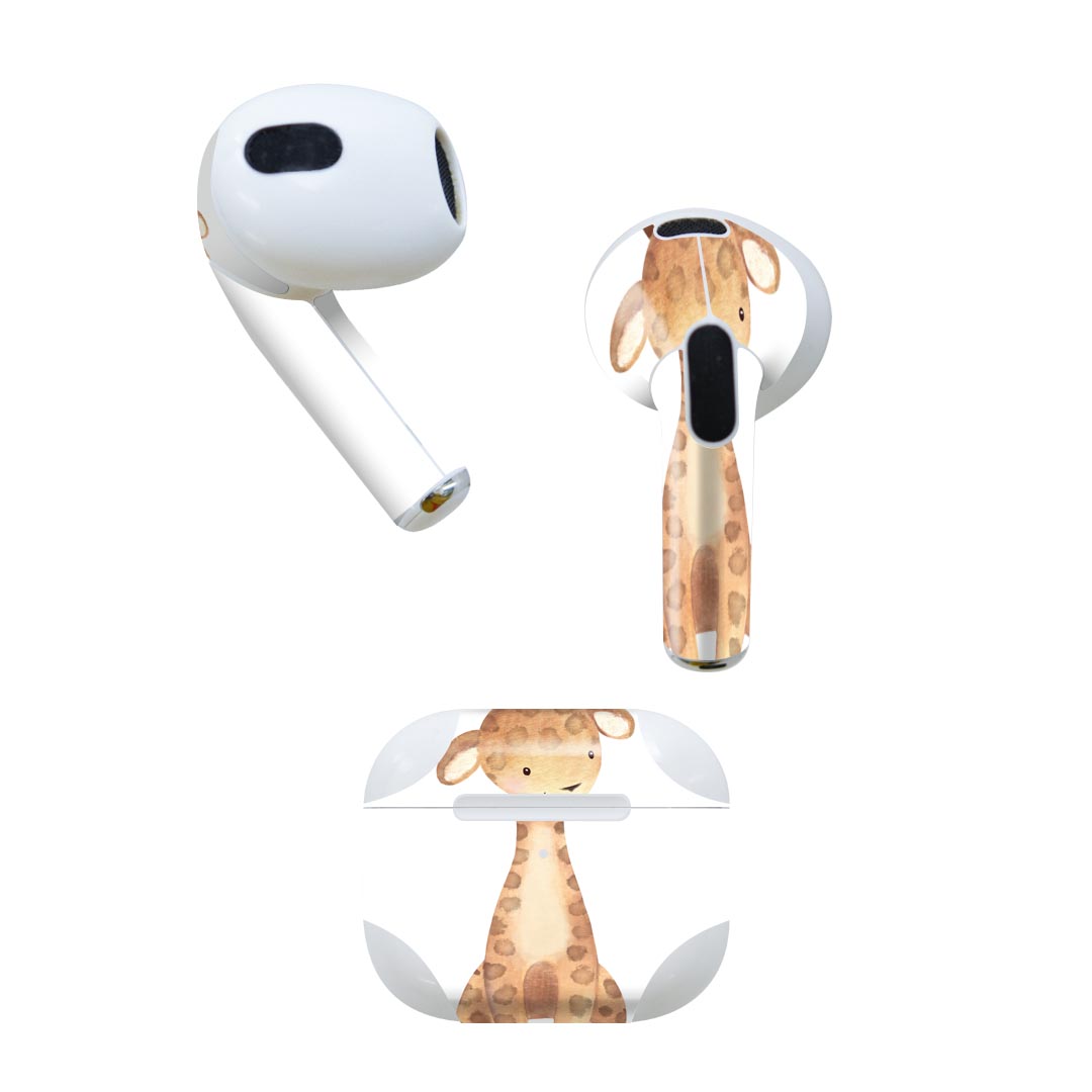 AirPods 第3世代 専用 デザインスキンシール airpods 3 用 エアポッド 3 用 第三世代（2021）対応 2枚入り 各2枚セット イヤホン カバー デコレーション アクセサリー デコシール 019755 デザイン 動物 かわいい 麒麟