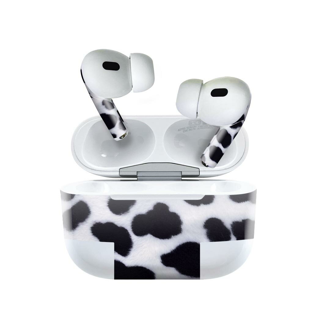 Air Pods Pro2 / Pro1 専用 デザインスキンシール airpods エアポッド apple アップル AirPods Pro 第1世代 airpodsPro 第2世代 対応 イヤホン カバー デコレーション アクセサリー デコシール 000197 牛　牛柄　模様