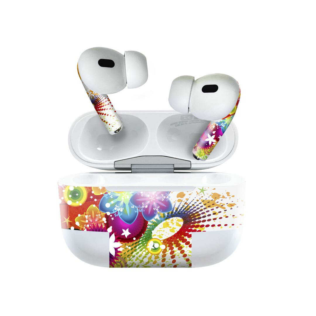 Air Pods Pro2 / Pro1 専用 デザインスキンシール airpods エアポッド apple アップル AirPods Pro 第1世代 airpodsPro 第2世代 対応 イヤホン カバー デコレーション アクセサリー デコシール 000860 トロピカル　花 1