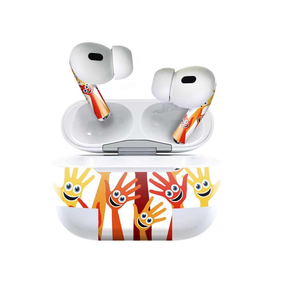 Air Pods Pro2 / Pro1 専用 デザインスキンシール airpods エアポッド apple アップル AirPods Pro 第1世代 airpodsPro 第2世代 対応 イヤホン カバー デコレーション アクセサリー デコシール 000903 スマイル　手