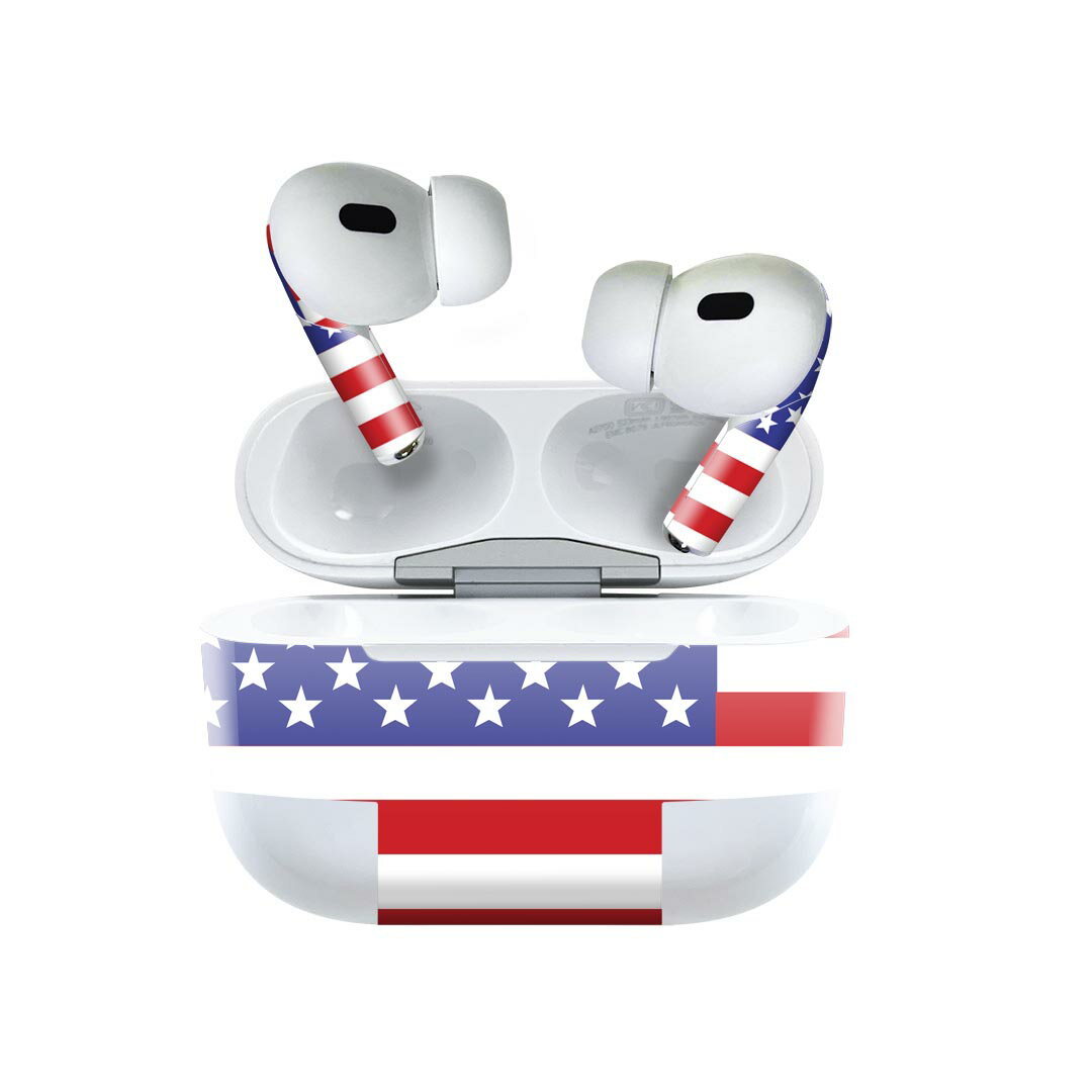 Air Pods Pro2 / Pro1 専用 デザインスキンシール airpods エアポッド apple アップル AirPods Pro 第1世代 airpodsPro 第2世代 対応 イヤホン カバー デコレーション アクセサリー デコシール 001207 アメリカ 国旗