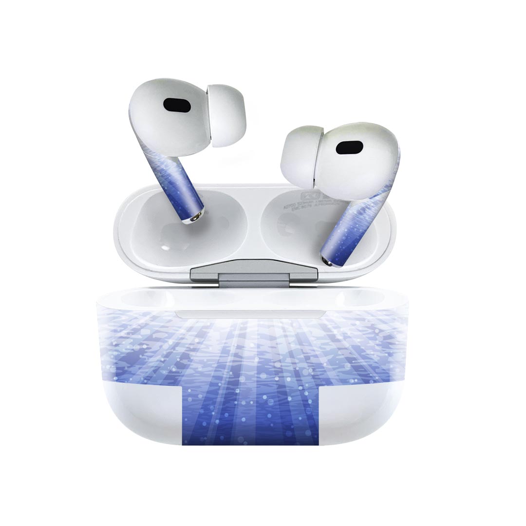 楽天スマコレAir Pods Pro2 / Pro1 専用 デザインスキンシール airpods エアポッド apple アップル AirPods Pro 第1世代 airpodsPro 第2世代 対応 イヤホン カバー デコレーション アクセサリー デコシール 001261 海　水中　光