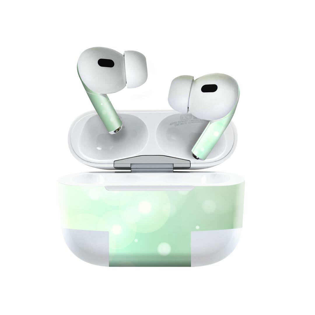 Air Pods Pro2 / Pro1 専用 デザインスキンシール airpods エアポッド apple アップル AirPods Pro 第1世代 airpodsPro 第2世代 対応 イヤホン カバー デコレーション アクセサリー デコシール 001862 シンプル　模様　緑