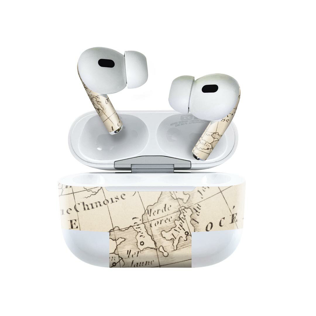 楽天スマコレAir Pods Pro2 / Pro1 専用 デザインスキンシール airpods エアポッド apple アップル AirPods Pro 第1世代 airpodsPro 第2世代 対応 イヤホン カバー デコレーション アクセサリー デコシール 002603 地図　世界　外国