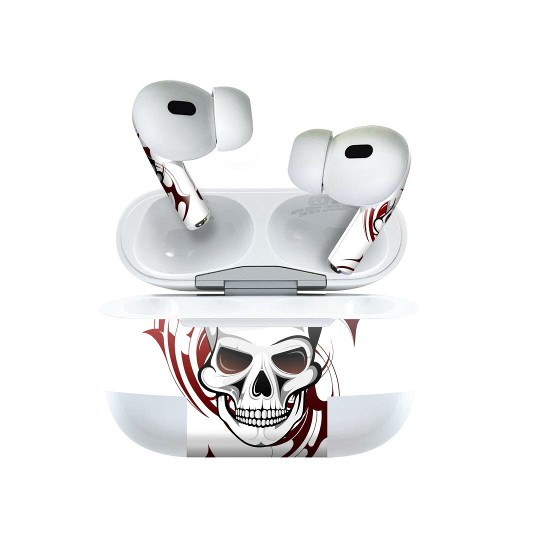 Air Pods Pro2 / Pro1 専用 デザインスキンシール airpods エアポッド apple アップル AirPods Pro 第1世代 airpodsPro 第2世代 対応 イヤホン カバー デコレーション アクセサリー デコシール 002955 ドクロ　骸骨