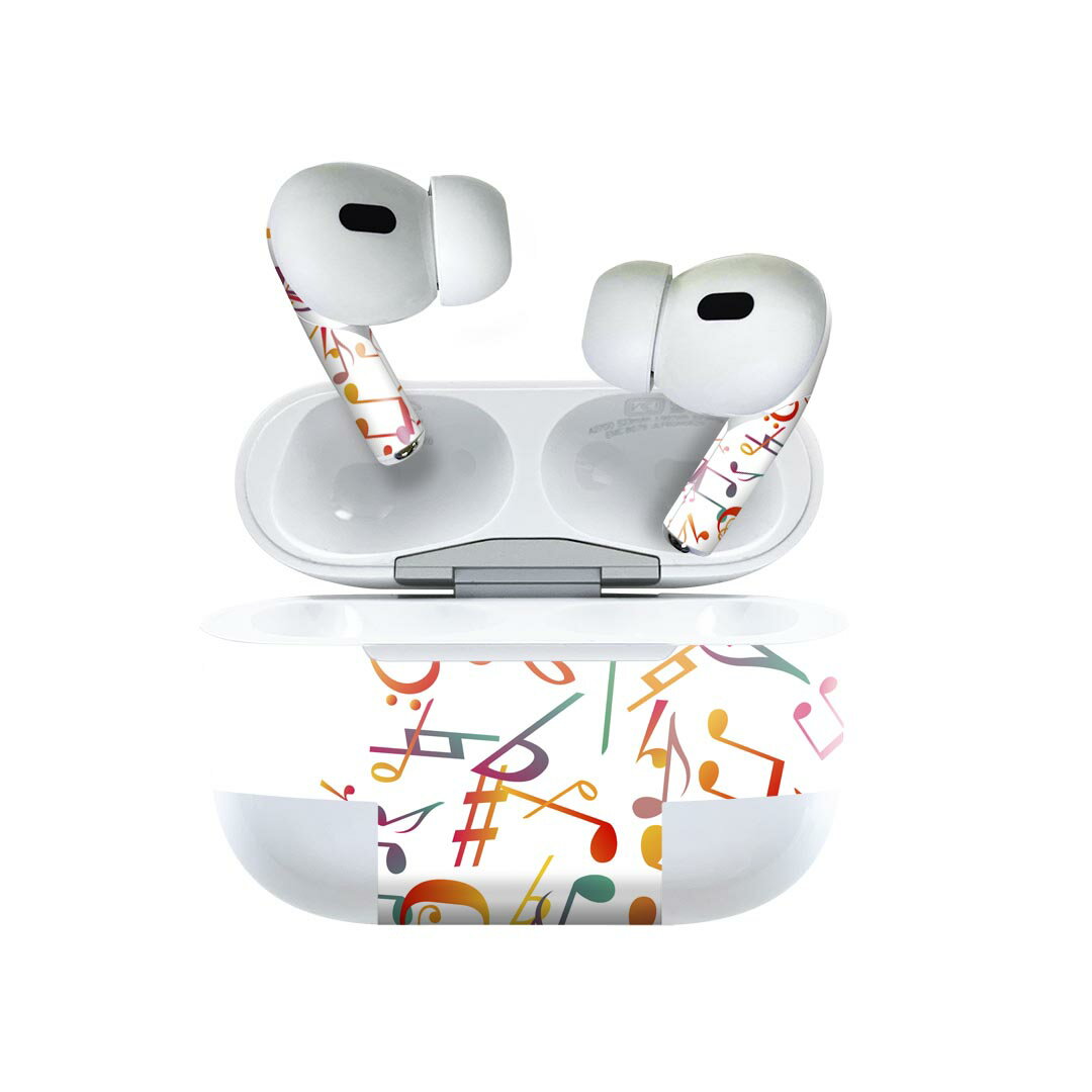 Air Pods Pro2 / Pro1 専用 デザインスキンシール airpods エアポッド apple アップル AirPods Pro 第1世代 airpodsPro 第2世代 対応 イヤホン カバー デコレーション アクセサリー デコシール 003476 クール 音楽 音符 カラフル