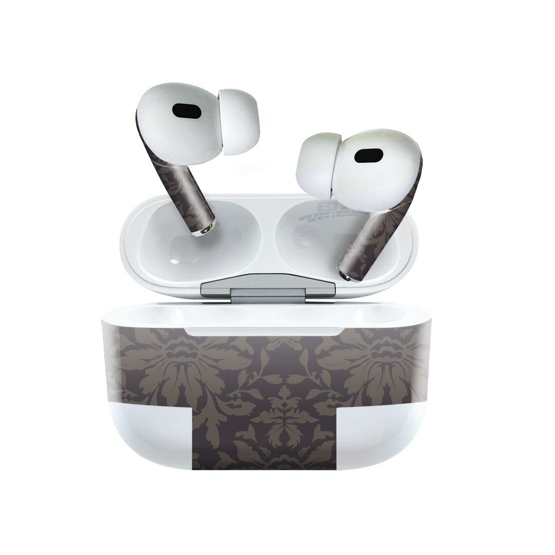Air Pods Pro2 / Pro1 専用 デザインスキンシール airpods エアポッド apple アップル AirPods Pro 第1世代 airpodsPro 第2世代 対応 イヤホン カバー デコレーション アクセサリー デコシール 003752 模様　エレガント　ブラウン