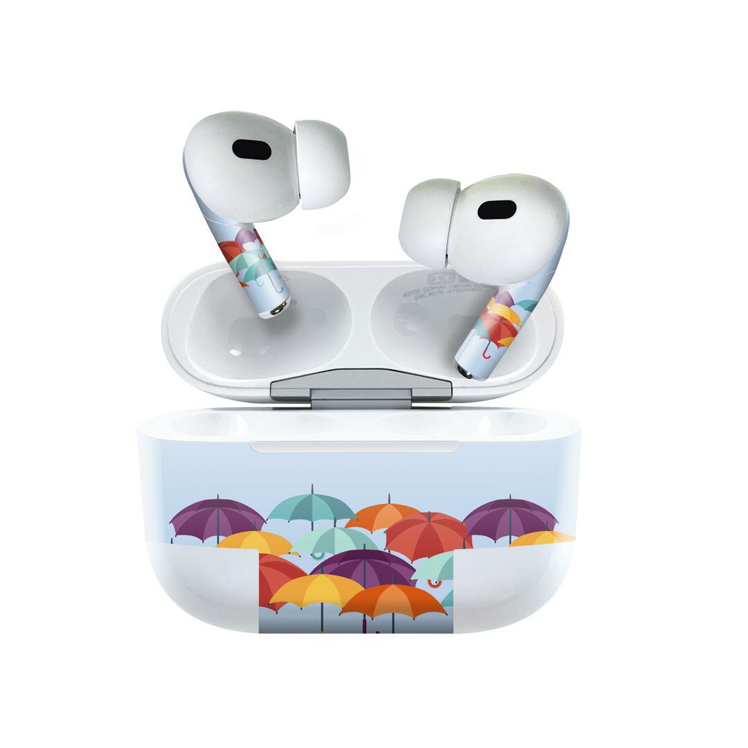 Air Pods Pro2 / Pro1 専用 デザインスキンシール airpods エアポッド apple アップル AirPods Pro 第1世代 airpodsPro 第2世代 対応 イヤホン カバー デコレーション アクセサリー デコシール 020831 マスクデザイン 梅雨 傘