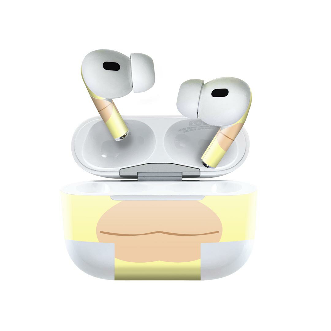 Air Pods Pro2 / Pro1 専用 デザインスキンシール airpods エアポッド apple アップル AirPods Pro 第1世代 airpodsPro 第2世代 対応 イヤホン カバー デコレーション アクセサリー デコシール 020885 マスクデザイン 面白 ひよこ