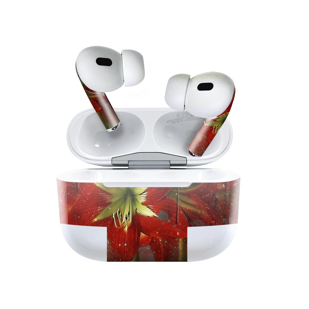 Air Pods Pro2 / Pro1 専用 デザインスキンシール airpods エアポッド apple アップル AirPods Pro 第1世代 airpodsPro 第2世代 対応 イヤホン カバー デコレーション アクセサリー デコシール 022855 写真　花　フラワー