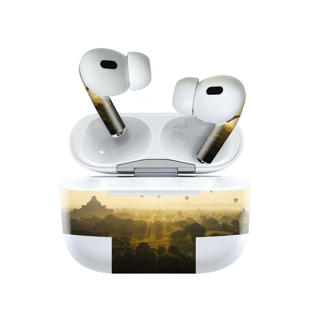 Air Pods Pro2 / Pro1 専用 デザインスキンシール airpods エアポッド apple アップル AirPods Pro 第1世代 airpodsPro 第2世代 対応 イヤホン カバー デコレーション アクセサリー デコシール 022938 風景　空　気球