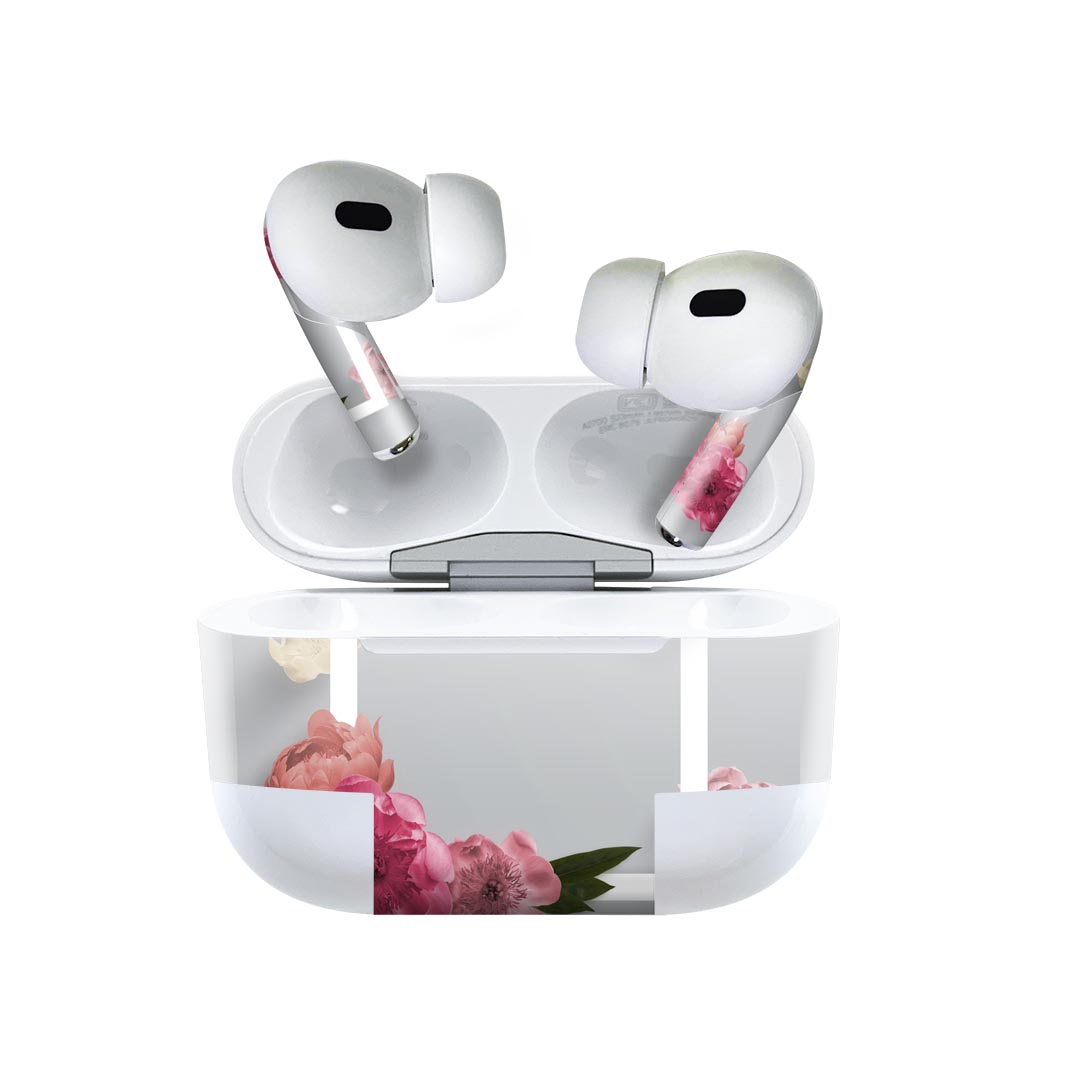 Air Pods Pro2 / Pro1 専用 デザインスキンシール airpods エアポッド apple アップル AirPods Pro 第1世代 airpodsPro 第2世代 対応 イヤホン カバー デコレーション アクセサリー デコシール 023011 花　イラスト