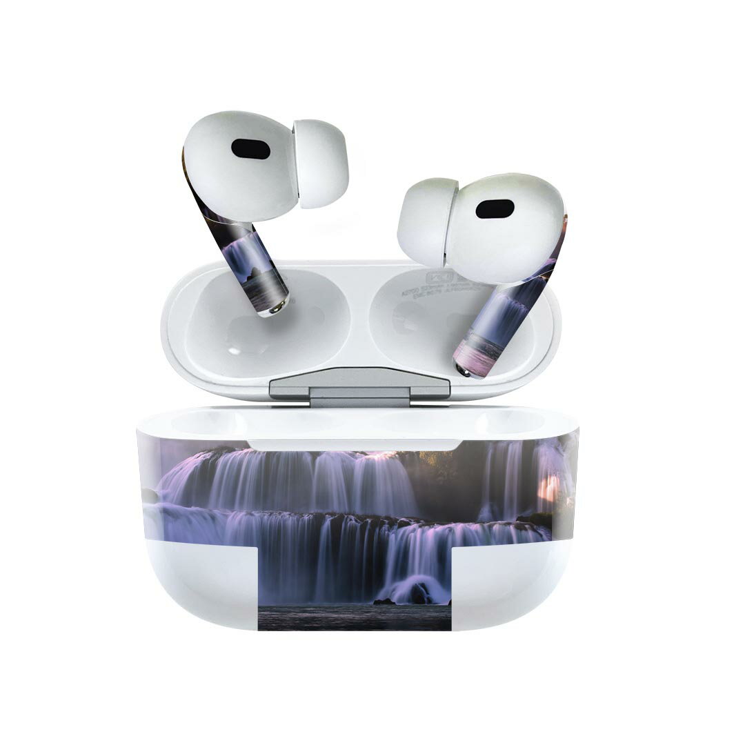 Air Pods Pro2 / Pro1 専用 デザインスキンシール airpods エアポッド apple アップル AirPods Pro 第1世代 airpodsPro 第2世代 対応 イヤホン カバー デコレーション アクセサリー デコシール 023387 景色　写真　滝