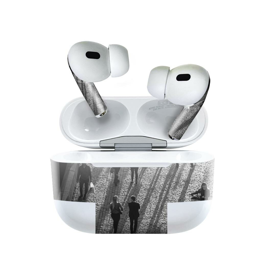 Air Pods Pro2 / Pro1 専用 デザインスキンシール airpods エアポッド apple アップル AirPods Pro 第1世代 airpodsPro 第2世代 対応 イヤホン カバー デコレーション アクセサリー デコシール 023670 写真　モノクロ　人物