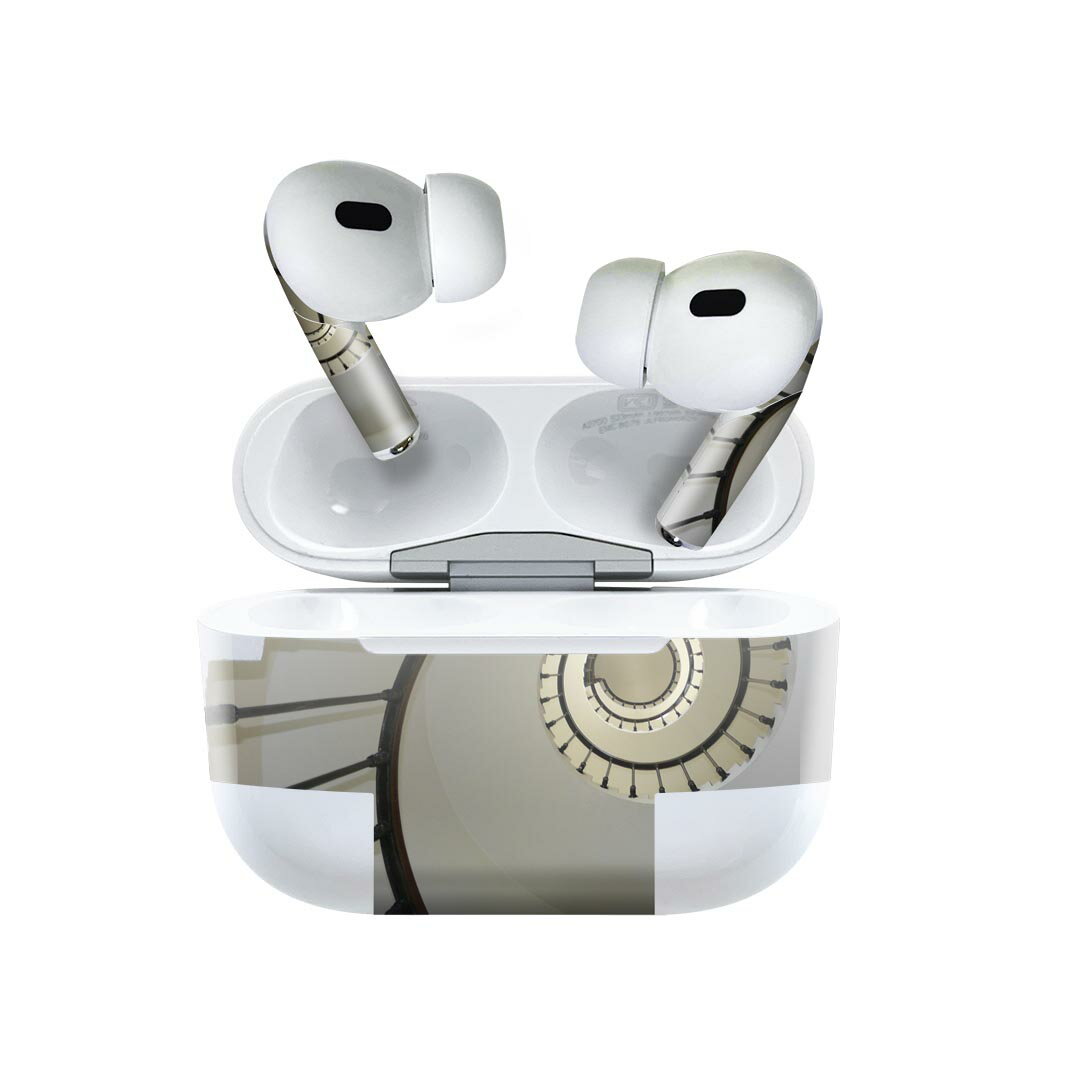 Air Pods Pro2 / Pro1 専用 デザインスキンシール airpods エアポッド apple アップル AirPods Pro 第1世代 airpodsPro 第2世代 対応 イヤホン カバー デコレーション アクセサリー デコシール 023830 らせん階段　写真