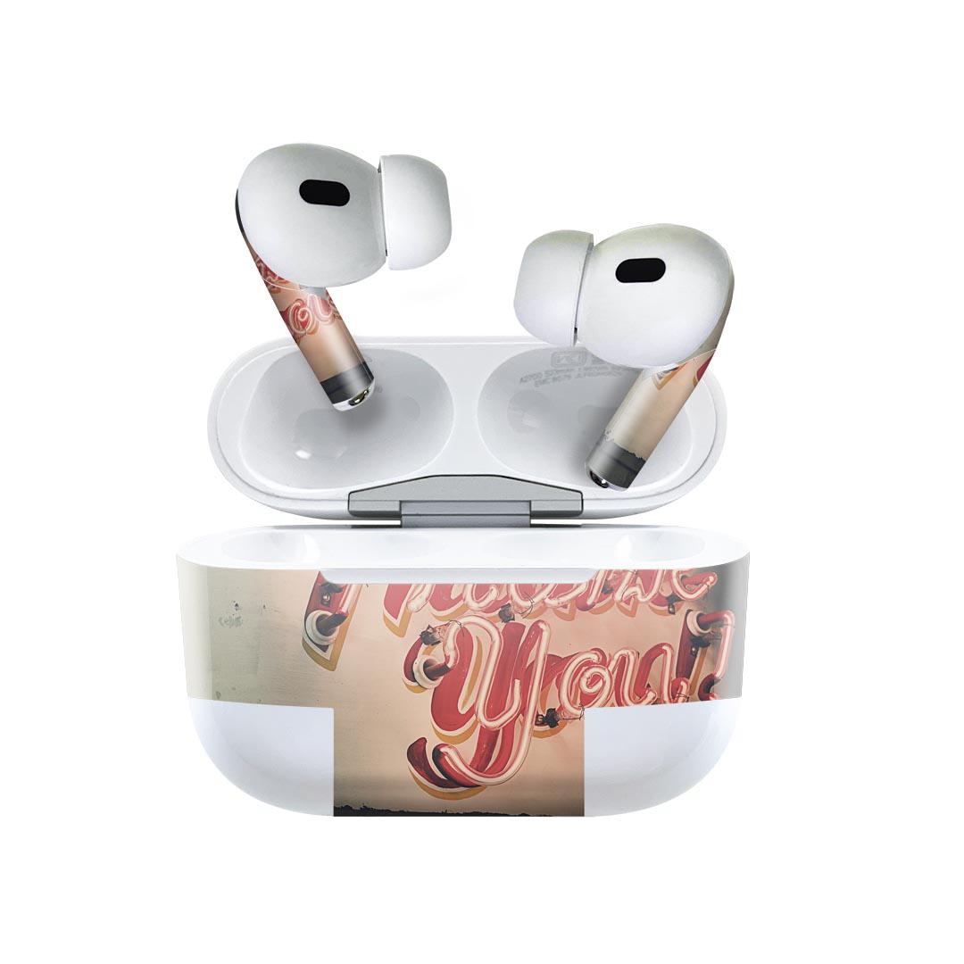 Air Pods Pro2 / Pro1 専用 デザインスキンシール airpods エアポッド apple アップル AirPods Pro 第1世代 airpodsPro 第2世代 対応 イヤホン カバー デコレーション アクセサリー デコシール 023880 英字 文字 ネオン 看板