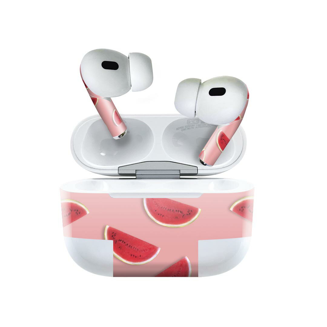 Air Pods Pro2 / Pro1 専用 デザインスキンシール airpods エアポッド apple アップル AirPods Pro 第1世代 airpodsPro 第2世代 対応 イヤホン カバー デコレーション アクセサリー デコシール 023955 スイカ　果物　フルーツ