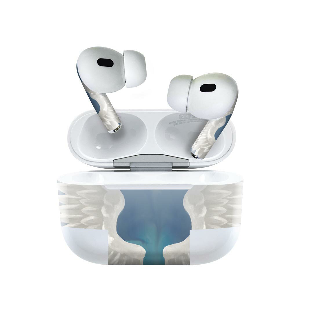 Air Pods Pro2 / Pro1 専用 デザインスキンシール airpods エアポッド apple アップル AirPods Pro 第1世代 airpodsPro 第2世代 対応 イヤホン カバー デコレーション アクセサリー デコシール 023975 羽根　イラスト