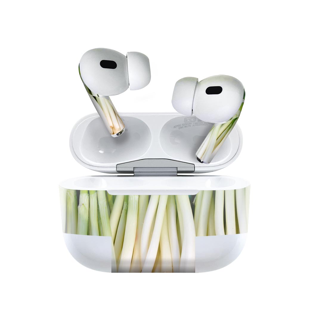 楽天スマコレAir Pods Pro2 / Pro1 専用 デザインスキンシール airpods エアポッド apple アップル AirPods Pro 第1世代 airpodsPro 第2世代 対応 イヤホン カバー デコレーション アクセサリー デコシール 025602 野菜　ネギ　写真