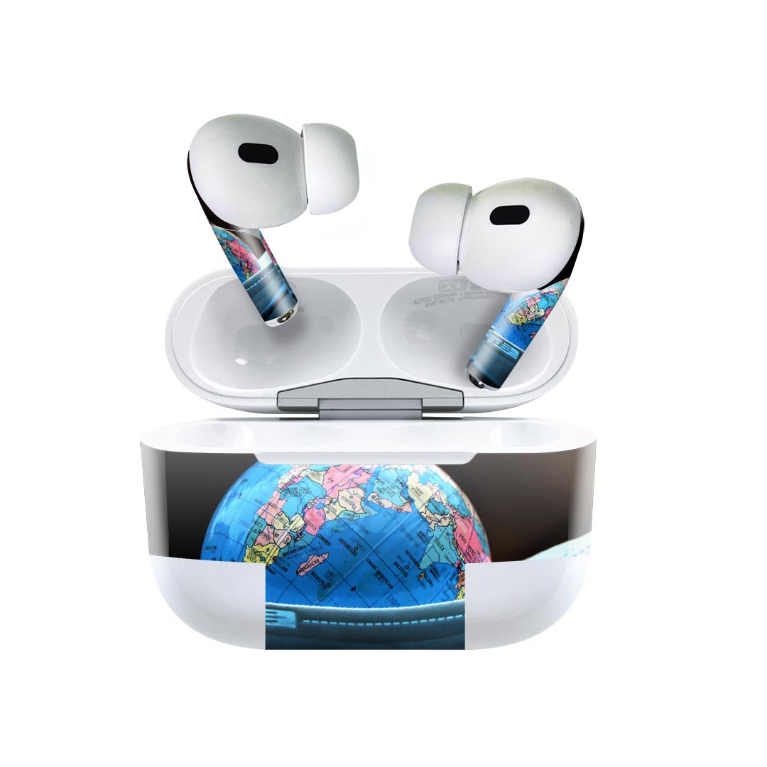 Air Pods Pro2 / Pro1 専用 デザインスキンシール airpods エアポッド apple アップル AirPods Pro 第1世代 airpodsPro 第2世代 対応 イヤホン カバー デコレーション アクセサリー デコシール 025608 地球