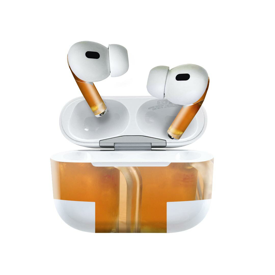 楽天スマコレAir Pods Pro2 / Pro1 専用 デザインスキンシール airpods エアポッド apple アップル AirPods Pro 第1世代 airpodsPro 第2世代 対応 イヤホン カバー デコレーション アクセサリー デコシール 025615 生ビール　写真　お酒