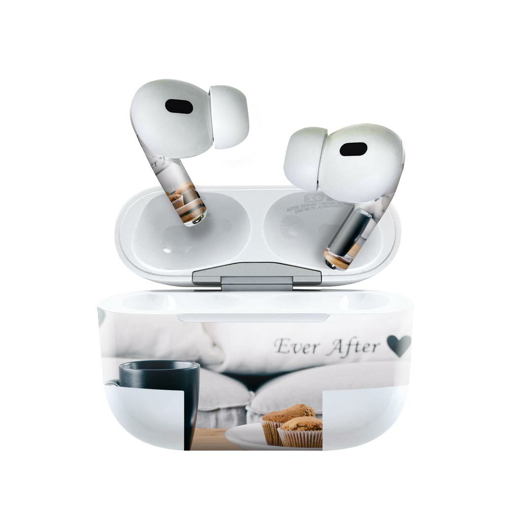 Air Pods Pro2 / Pro1 専用 デザインスキンシール airpods エアポッド apple アップル AirPods Pro 第1世代 airpodsPro 第2世代 対応 イヤホン カバー デコレーション アクセサリー デコシール 025654 コーヒー　テーブル　マフィン　インテリア
