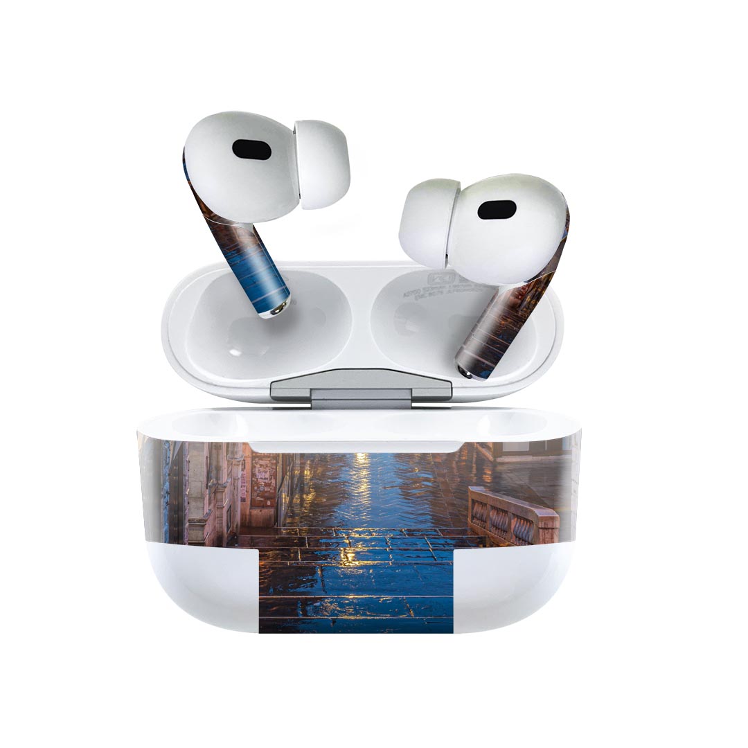 Air Pods Pro2 / Pro1 専用 デザインスキンシール airpods エアポッド apple アップル AirPods Pro 第1世代 airpodsPro 第2世代 対応 イヤホン カバー デコレーション アクセサリー デコシール 025734 建物　街　灯