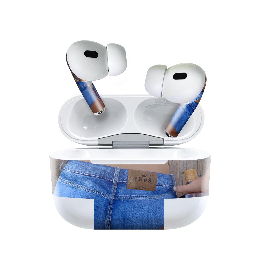 Air Pods Pro2 / Pro1 専用 デザインスキンシール airpods エアポッド apple アップル AirPods Pro 第1世代 airpodsPro 第2世代 対応 イヤホン カバー デコレーション アクセサリー デコシール 025758 女性　ジーンズ　デニム