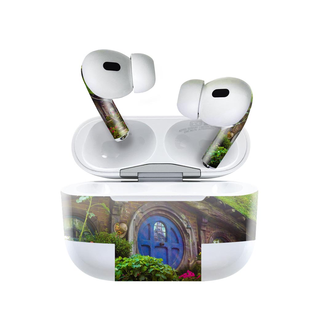 Air Pods Pro2 / Pro1 専用 デザインスキンシール airpods エアポッド apple アップル AirPods Pro 第1世代 airpodsPro 第2世代 対応 イヤホン カバー デコレーション アクセサリー デコシール 025786 植物　ドア　花　木