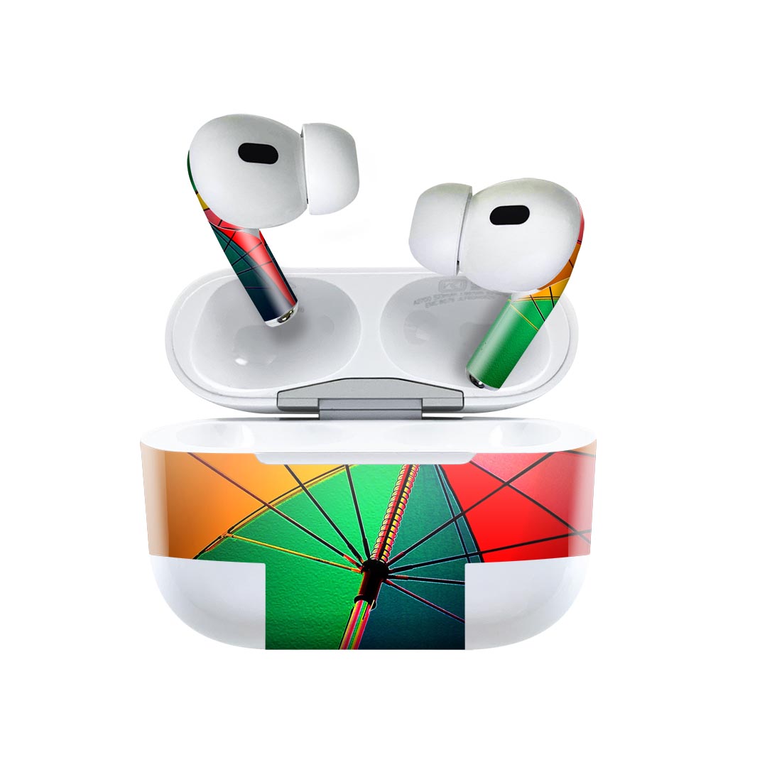 Air Pods Pro2 / Pro1 専用 デザインスキンシール airpods エアポッド apple アップル AirPods Pro 第1世代 airpodsPro 第2世代 対応 イヤホン カバー デコレーション アクセサリー デコシール 025899 傘 雨 カラフル